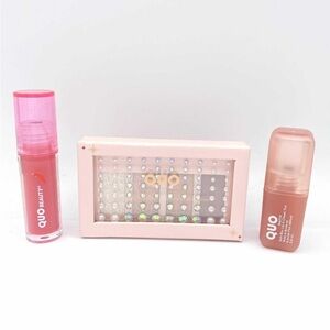 NEW 3 Assorted Quo Beauty Products Eyeshadow & Gem, Lip & Cheek Tint, Lip Oil